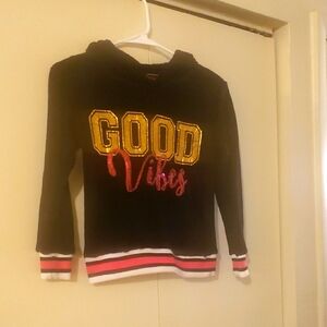 Black and Gold Kids Graphic Hoodie EUC